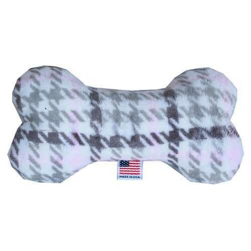 6&quot; Plush Bone Dog Toy Pink Plaid