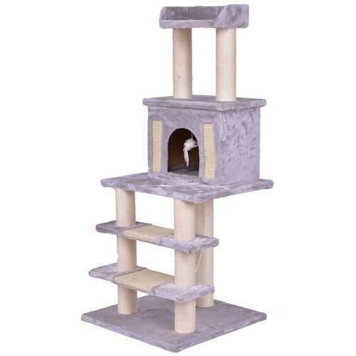 52&quot; Tower Condo Scratching Post Cat Tree with Rope and Mouse