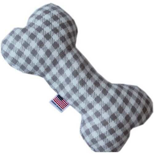 Houndstooth 6 inch Bone Dog Toy Grey