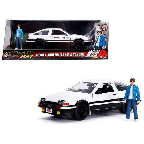 Toyota Trueno (AE86) with Takumi Diecast Figure &quot;Initial D First Stage&quot; (1998) TV Series &quot;Hollywood Rides&quot; Series 1/24 Diecast Model Car by Jada