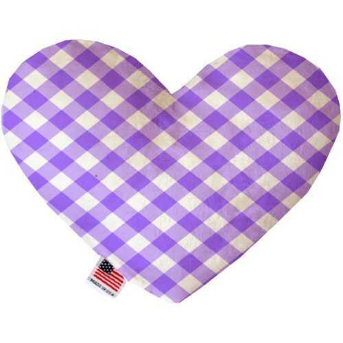 Purple Plaid 8 inch Heart Dog Toy