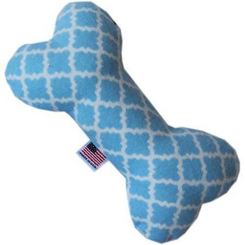 Quatrefoil 6 inch Bone Dog Toy Baby Blue