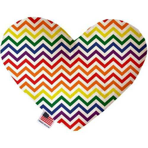 Rainbow Chevron 6 inch Heart Dog Toy