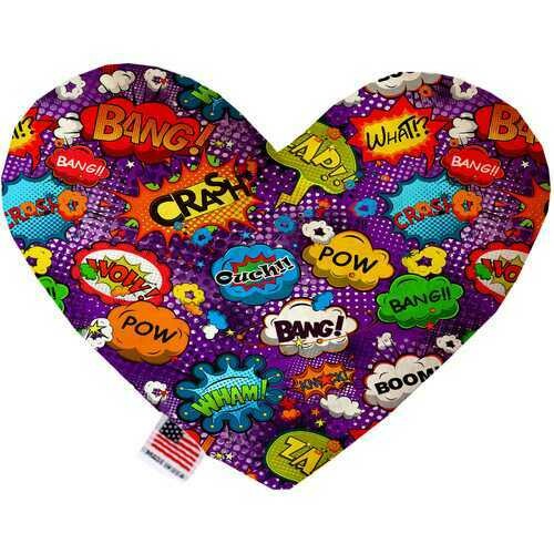 Purple Comic Sound Effects 8 inch Heart Dog Toy