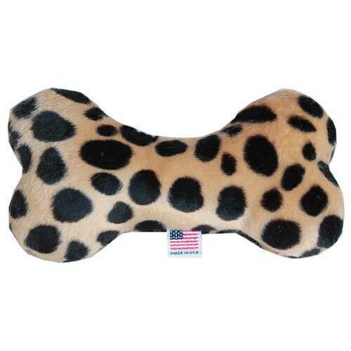 6&quot; Plush Bone Dog Toy Brown Leopard