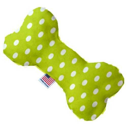 Lime Green Polka Dots 6 inch Bone Dog Toy
