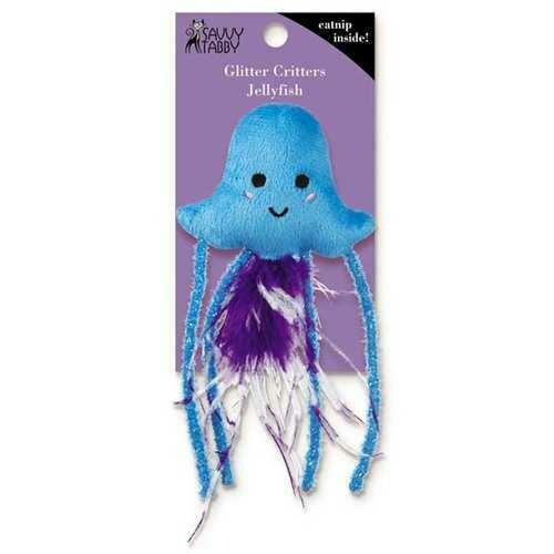 Savvy Tabby Glitter Critters Cat Toy - Jellyfish
