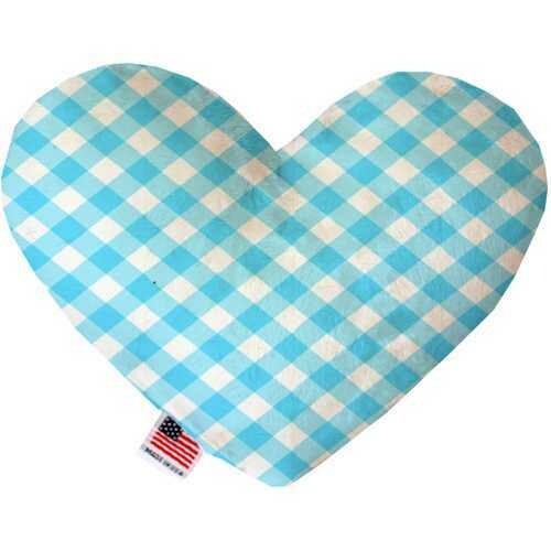 Baby Blue Plaid 6 inch Heart Dog Toy