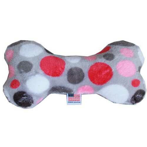 6&quot; Plush Bone Dog Toy Pink Party Dots