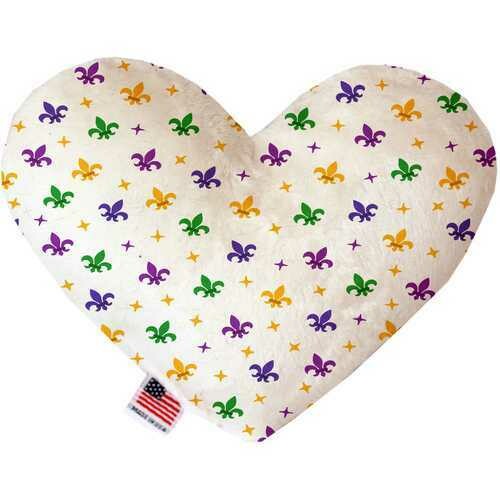 Confetti Fleur de Lis Mardi Gras 8 inch Heart Dog Toy