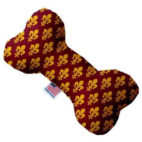 Maroon Fleur de Lis 8 inch Bone Dog Toy