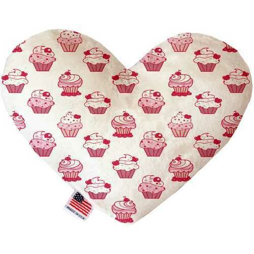 Pink Whimsy Cupcakes 6 inch Heart Dog Toy