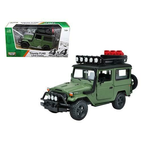 Toyota FJ40 Land Cruiser Matt Green &quot;4x4 Overlanders&quot; Series 1/24 Diecast Model Car by Motormax