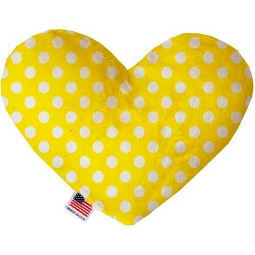 Sunny Yellow Swiss Dots 8 Inch Heart Dog Toy