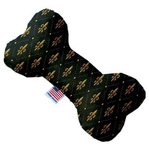 Black and Gold Fleur de Lis 10 inch Bone Dog Toy