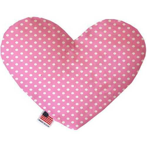 Pink Polka Dots 8 inch Heart Dog Toy