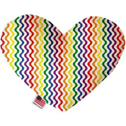 Rainbow Fun Stripes 8 inch Heart Dog Toy