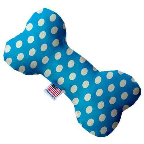 Aqua Blue Swiss Dots 10 Inch Bone Dog Toy