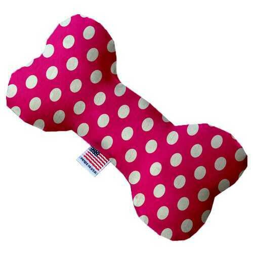 Hot Pink Swiss Dots 8 Inch Bone Dog Toy