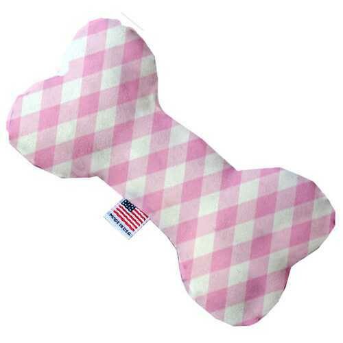 Baby Pink Plaid 6 inch Bone Dog Toy