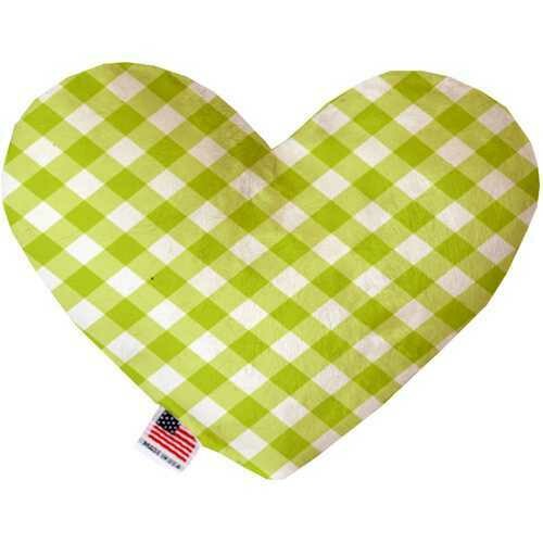 Lime Green Plaid 6 inch Heart Dog Toy