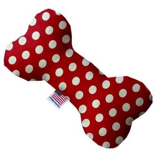 Red Swiss Dots 6 Inch Bone Dog Toy