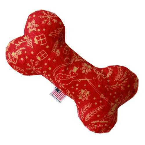 6&quot; Plush Bone Dog Toy Red Holiday Whimsy