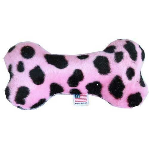 6&quot; Plush Bone Dog Toy Pink Leopard