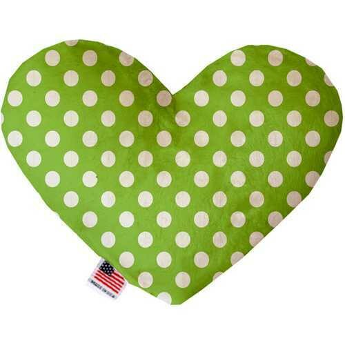 Lime Green Swiss Dots 8 Inch Heart Dog Toy