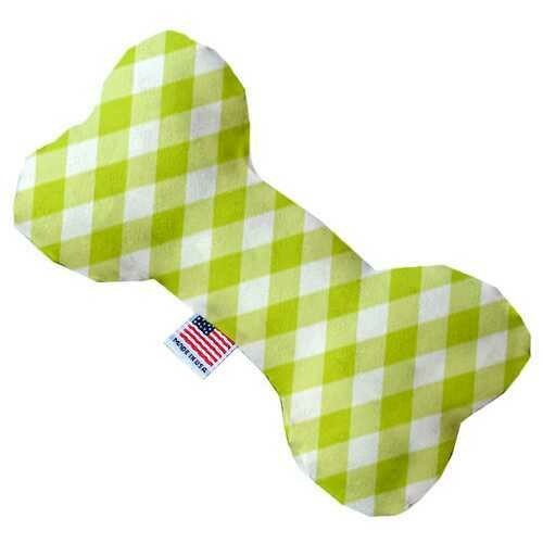 Lime Green Plaid 6 inch Bone Dog Toy