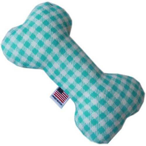 Houndstooth 6 inch Bone Dog Toy Aqua