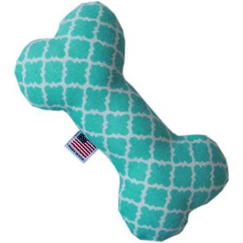 Quatrefoil 6 inch Bone Dog Toy Aqua