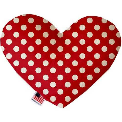 Red Swiss Dots 6 Inch Heart Dog Toy