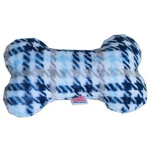 6&quot; Plush Bone Dog Toy Blue Plaid