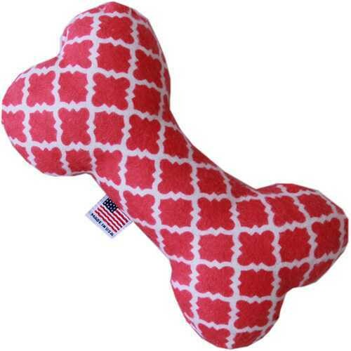 Quatrefoil 6 inch Bone Dog Toy Bright Pink