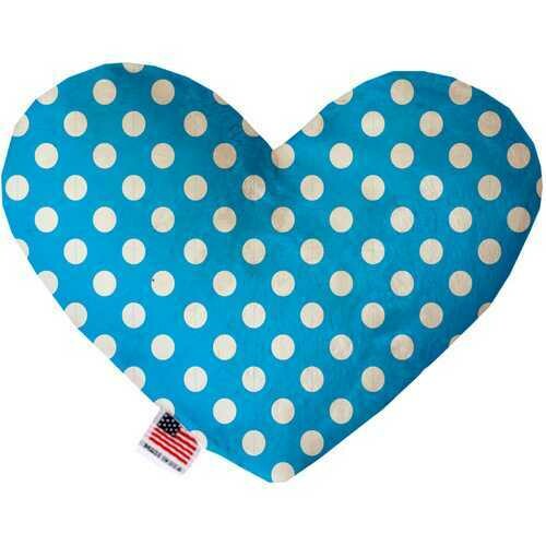 Aqua Blue Swiss Dots 6 Inch Heart Dog Toy