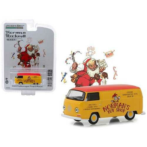 1969 Volkswagen Type 2 Panel Van Yellow with Red Top &quot;Norman&#39;s Toy Shop&quot; &quot;Norman Rockwell Delivery Vehicles&quot; Series 1 1/64 Diecast Model by Greenlight