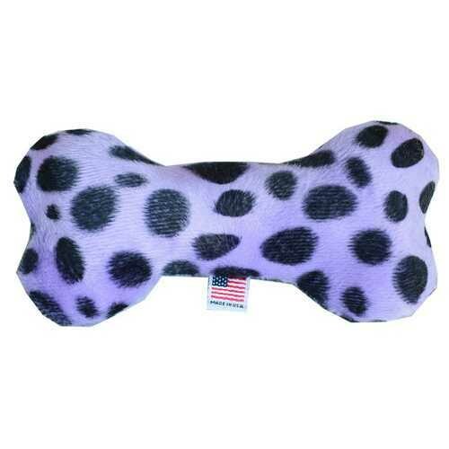 6&quot; Plush Bone Dog Toy Purple Leopard