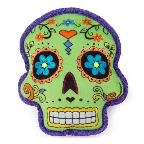 goDog Sugar Skulls Tough Dog Toy - Green