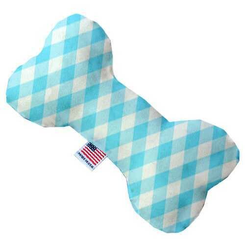 Baby Blue Plaid 6 inch Bone Dog Toy