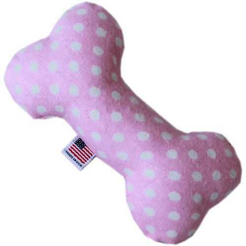 Swiss Dots 6 inch Bone Dog Toy Light PInk