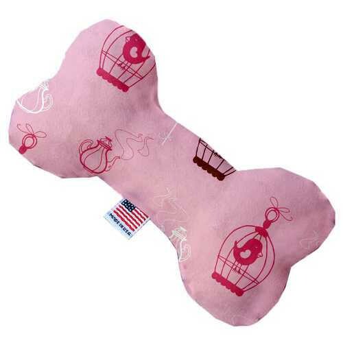 Pink Whimsy Bird Cages 6 inch Bone Dog Toy