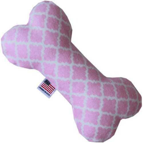 Quatrefoil 6 inch Bone Dog Toy Light Pink