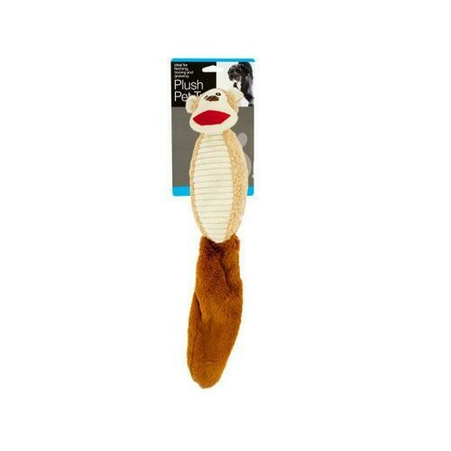 Plush Monkey Squeak Dog Toy with Crinkle Tail ( Case of 1 )