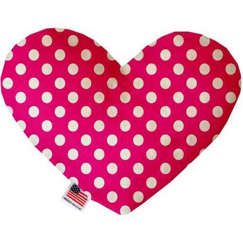 Hot Pink Swiss Dots 6 Inch Heart Dog Toy