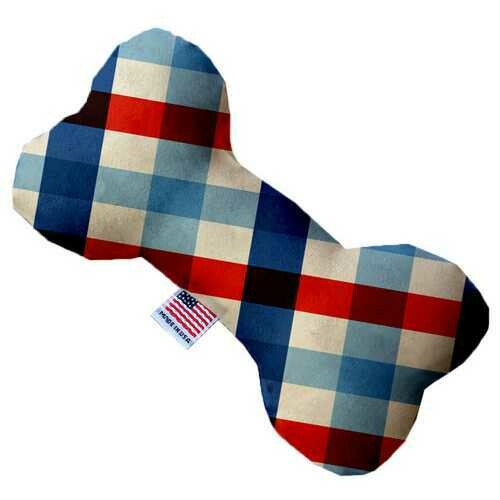 Patriotic Plaid 8 inch Bone Dog Toy
