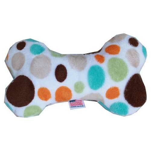 6&quot; Plush Bone Dog Toy Fall Party Dots