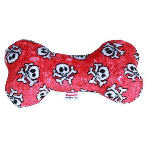 6&quot; Plush Bone Dog Toy Red Skull
