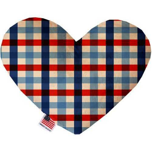 Patriotic Plaid 8 inch Heart Dog Toy