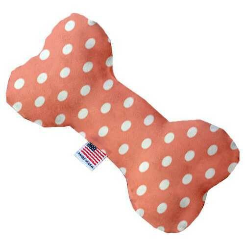 Peach Polka Dots 8 inch Bone Dog Toy